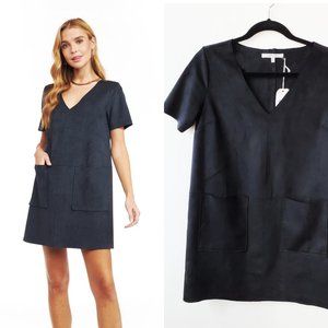 Naked Zebra Vegan Suede Peyton Dress, Black, S